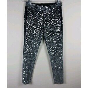 ASOS Velvet Sequin Trousers Women's Size 31x30 Silver Straight Leg Glam